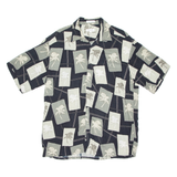 PIERRE CARDIN Mens Shirt Black Crazy Pattern L