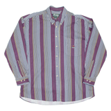 IVY CREW Mens Shirt Maroon Striped Long Sleeve L