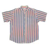 BASIC EDITIONS Mens Shirt Brown Striped L