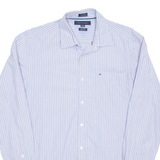 TOMMY HILFIGER Custom Fit Mens Shirt Blue Striped Long Sleeve M