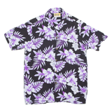 WINNIE FASHION Mens Hawaiian Shirt Purple Floral S