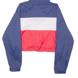 LA SHADY Womens Pullover Jacket Blue Nylon Hooded Colourblock M