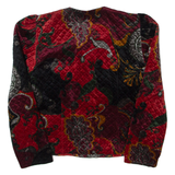 Quilted Womens Blazer Jacket Black Velvet 90s Crazy Pattern S