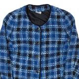 Womens Blazer Jacket Blue Wool 90s Check UK 16
