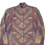 Womens Blazer Jacket Blue 90s Crazy Pattern M