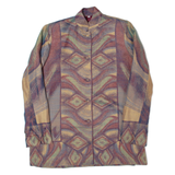 Womens Blazer Jacket Blue 90s Crazy Pattern M