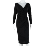 MINT VELVET Lined Womens Bodycon Dress Black Long Sleeve Midi M