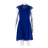 MONSOON Womens Fit & Flare Dress Blue Short Sleeve Knee Length UK 8