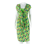 Womens Day Dress Green Spotted Sleeveless Knee Length M