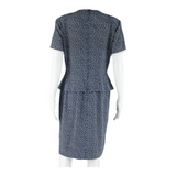 JEAN BAILEY Womens Pencil Dress Blue Spotted Short Sleeve Knee Length S