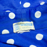 WINDSOR Womens Day Dress Blue Spotted Short Sleeve Midi L