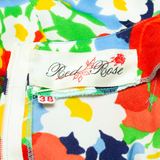 BED ROSE Womens Day Dress Blue Floral Short Sleeve Knee Length S