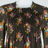 Womens Day Dress Brown Floral Long Sleeve Short M