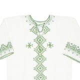 Sheer Womens Printed Top Green 3/4 Sleeve Crazy Pattern M