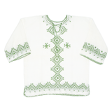 Sheer Womens Printed Top Green 3/4 Sleeve Crazy Pattern M