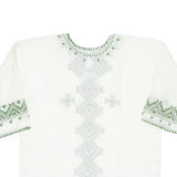 Sheer Womens Printed Top Green 3/4 Sleeve Crazy Pattern M