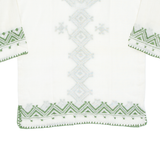 Sheer Womens Printed Top Green 3/4 Sleeve Crazy Pattern M