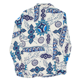 Womens Printed Blouse Blue Long Sleeve Crazy Pattern S