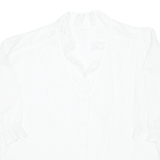 Womens Blouse White V-Neck 3/4 Sleeve L