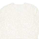 Womens Printed Blouse Cream Long Sleeve Floral XL