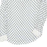 Sheer Womens Printed Blouse Grey V-Neck Long Sleeve Spotted XS