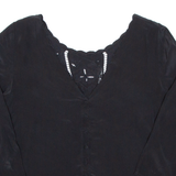 Womens Blouse Black V-Neck Long Sleeve M