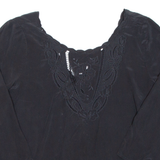 Womens Blouse Black V-Neck Long Sleeve M