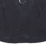 Womens Blouse Black V-Neck Long Sleeve M