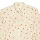 Womens Printed Blouse Beige Long Sleeve Crazy Pattern L