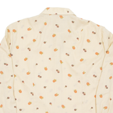 Womens Printed Blouse Beige Long Sleeve Crazy Pattern L