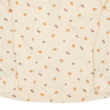 Womens Printed Blouse Beige Long Sleeve Crazy Pattern L
