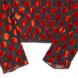 Sheer Womens Cropped Top Red Long Sleeve Spotted M