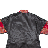 Womens Printed Blouse Black V-Neck Silk M