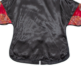 Womens Printed Blouse Black V-Neck Silk M