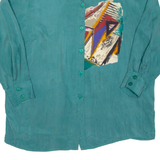 Womens Printed Blouse Green Long Sleeve 2XL