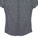 GUESS Sheer Womens Printed Blouse Grey Floral M