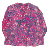 Womens Printed Blouse Purple V-Neck Long Sleeve Floral 2XL