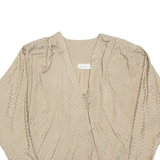 Womens Printed Blouse Green V-Neck Long Sleeve Spotted M