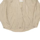 Womens Printed Blouse Green V-Neck Long Sleeve Spotted M