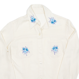 Womens Printed Blouse Cream Long Sleeve Floral S