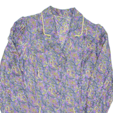 Womens Printed Blouse Purple V-Neck Long Sleeve Floral M