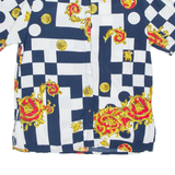 Womens Printed Blouse Blue Crazy Pattern UK 14