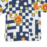 Womens Printed Blouse Blue Crazy Pattern UK 14