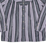 Womens Printed Blouse Purple Long Sleeve Striped 2XL
