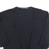 LIU JO Beaded Womens Blouse Black V-Neck 3/4 Sleeve M