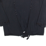 LIU JO Beaded Womens Blouse Black V-Neck 3/4 Sleeve M