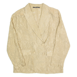 BOUT'SINA Blazer Style Sheer Womens Printed Shirt Beige 90s Animal Print M