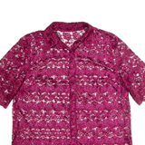 Womens Blouse Shirt Maroon Collared 90s M