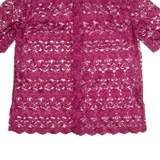 Womens Blouse Shirt Maroon Collared 90s M