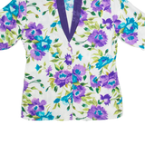 CHARLES VOGELE Womens Printed Shirt White V-Neck 90s Floral S